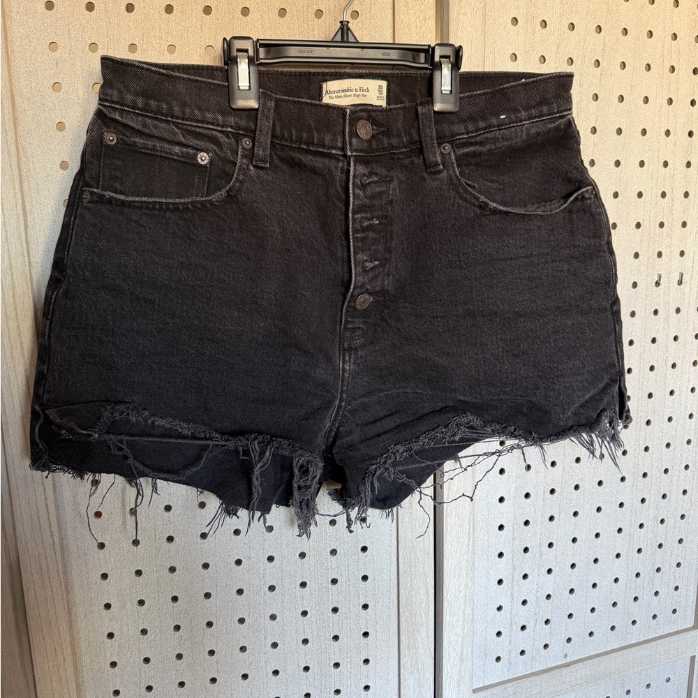 Abercrombie & Fitch Black Frayed Jean Shorts